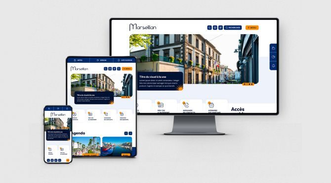 site internet de la ville page d'accueil depuis une tablette et un ordinateur