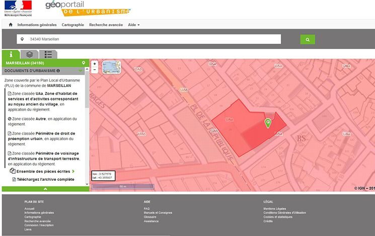 capture d'écran portail geoportail