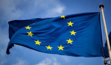 JUMELAGE EUROPE blue and yellow star flag