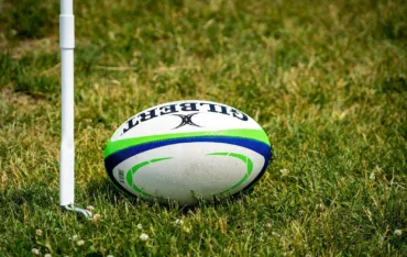 stade louis saez a rugby ball sitting on top of a lush green field