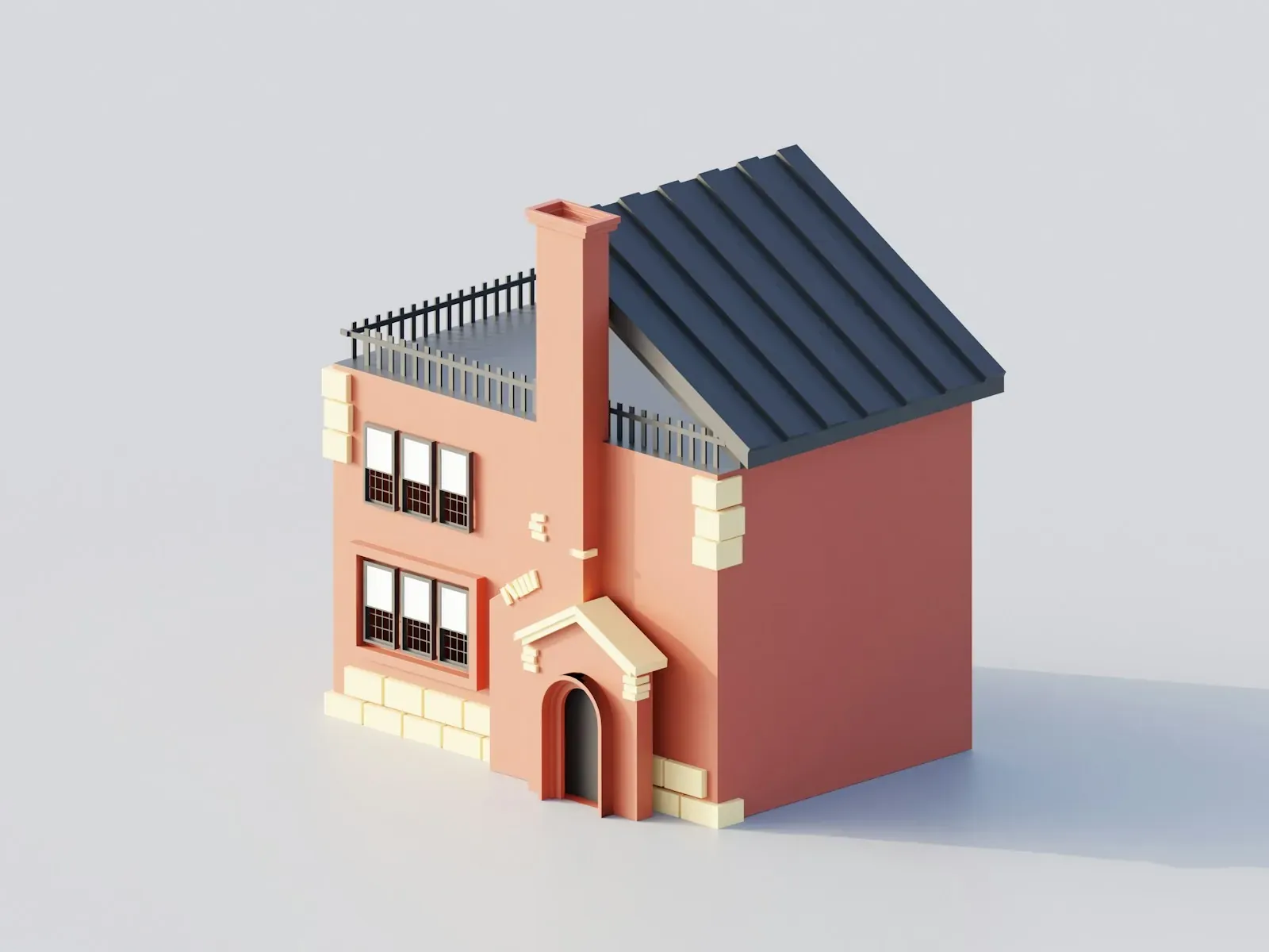 Maison de l'habitat A pink cartoon house with a dark roof